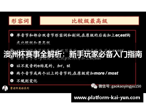 澳洲杯赛事全解析:新手玩家必备入门指南 澳洲杯赛事全解析:新手玩家必备入门指南
