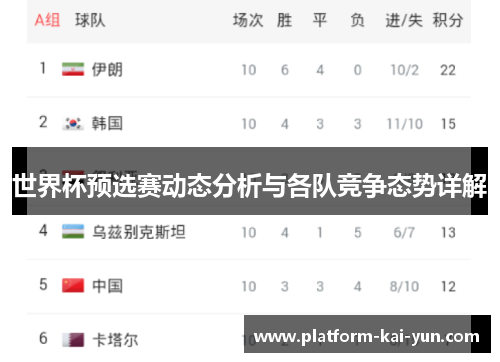 世界杯预选赛动态分析与各队竞争态势详解